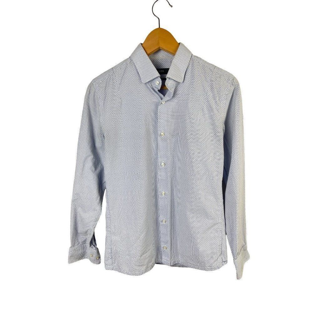 Hugo Boss Mens Button Down Shirt Blue Business Casual - Picture 7 of 7